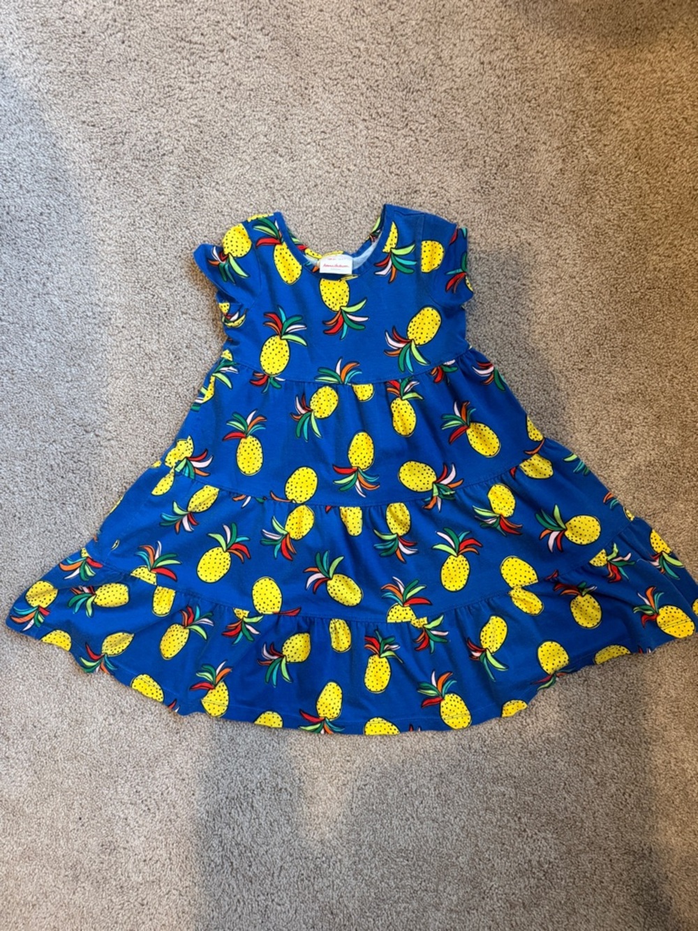 Hanna Andersson Bright Blue Pineapple Tiered Cotton Dress